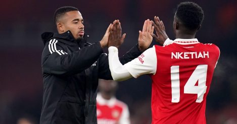 Gabriel Jesus and Eddie Nketiah of Arsenal
